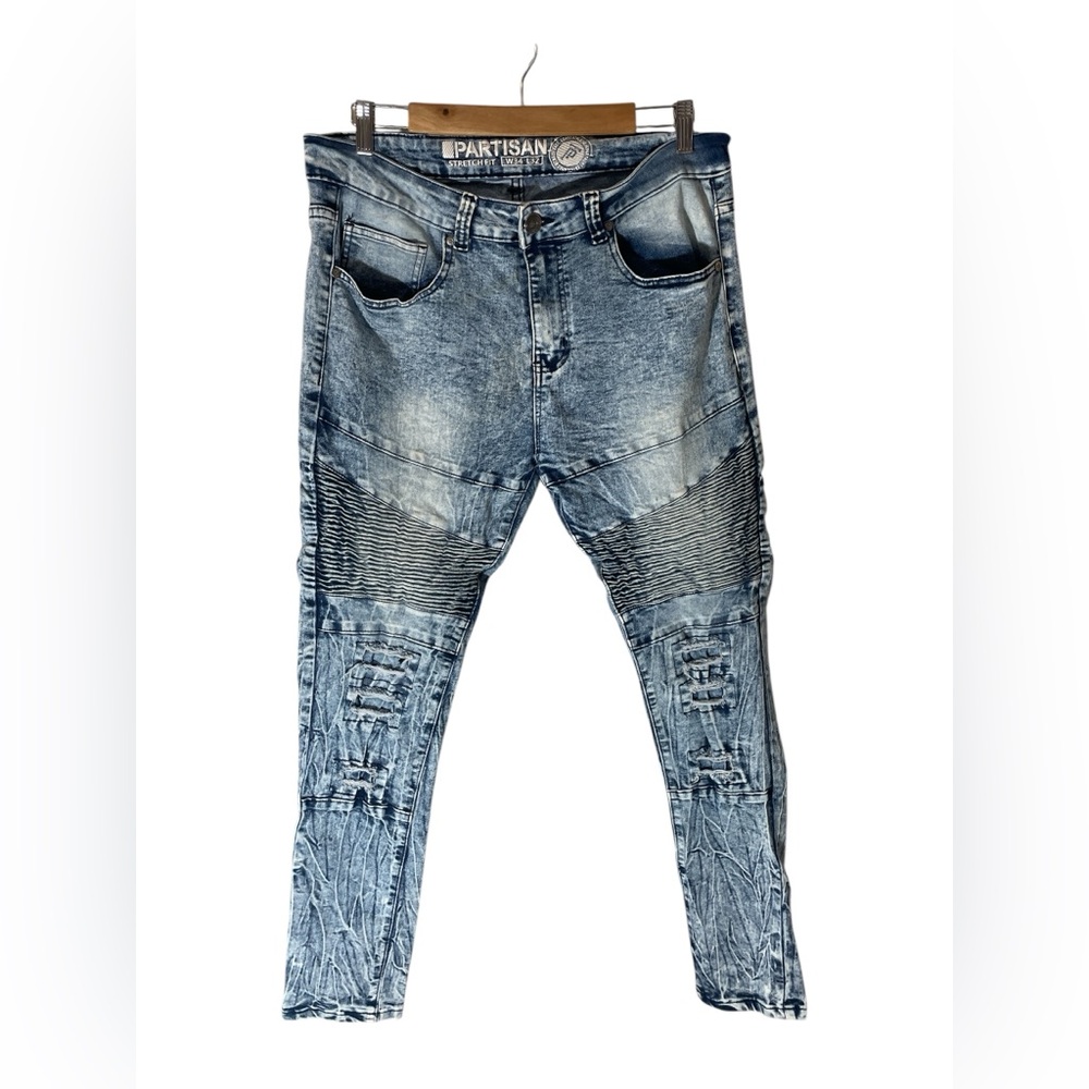 C30 - Mens 34X32 Moto Jeans by Partisian - Stretch Fit